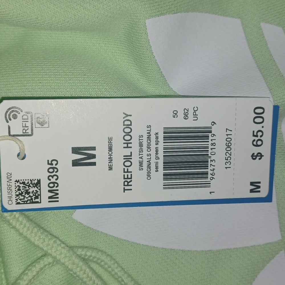Adidas Originals Trefoil Hoodie Semi Green Spark NWT - Picture 5 of 6